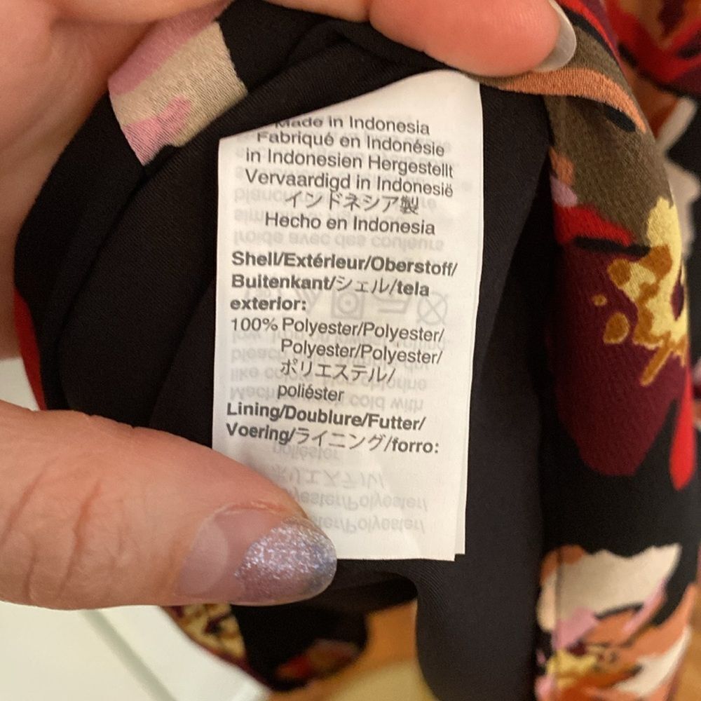 Madewell Black and Red Tulip-Sleeve Mini Dress in French Rose Size 0 - Picture 12 of 16
